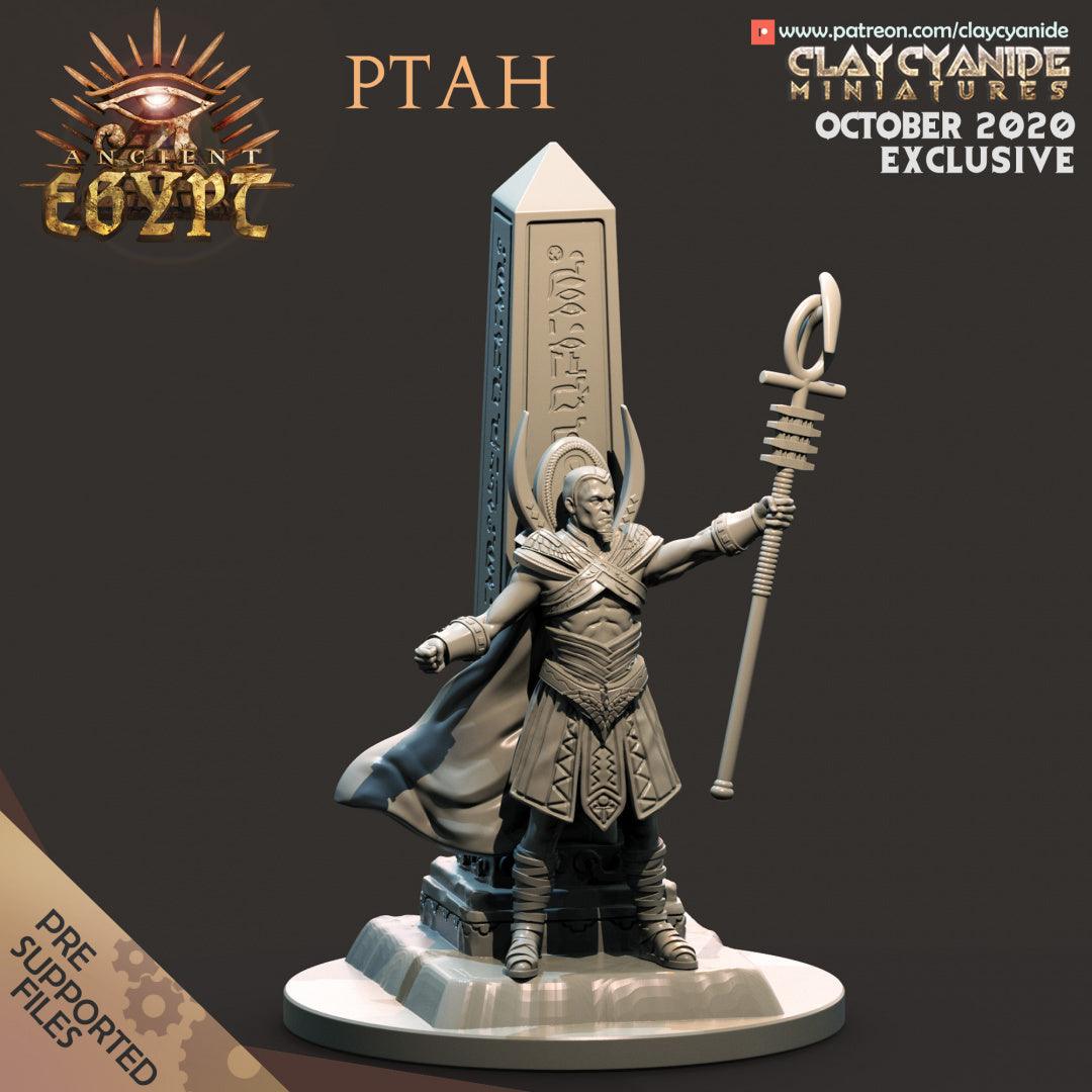 3D Printed Clay Cyanide Ptah Egyptian Mythology 28 32 mm D&D (Online Only)