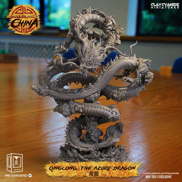 3D Printed Clay Cyanide Qinglong, the Azure Dragon Ragnarok D&D (Online Only)
