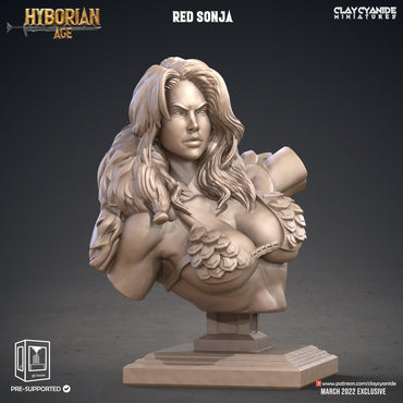 3D Printed Clay Cyanide Red Sonja Bust Hyborean Age Ragnarok D&D (Online Only)