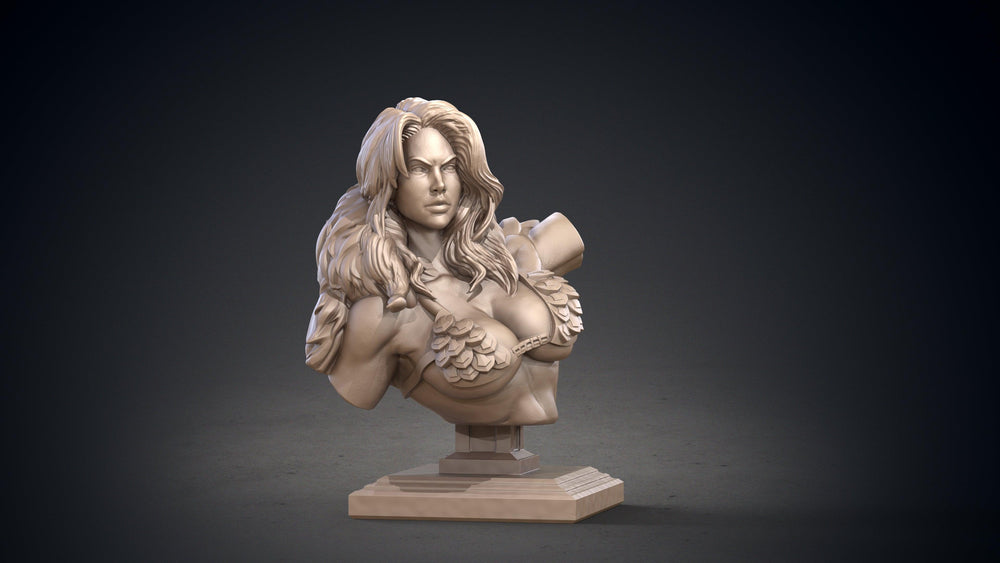 3D Printed Clay Cyanide Red Sonja Bust Hyborean Age Ragnarok D&D (Online Only)