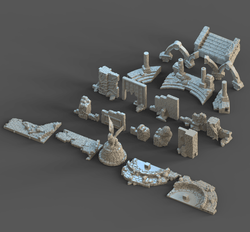 3D Printed Clay Cyanide Ruins Set 28mm-32mm Ragnarok D&D (Online Only)
