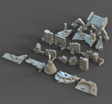 3D Printed Clay Cyanide Ruins Set 28mm-32mm Ragnarok D&D (Online Only)