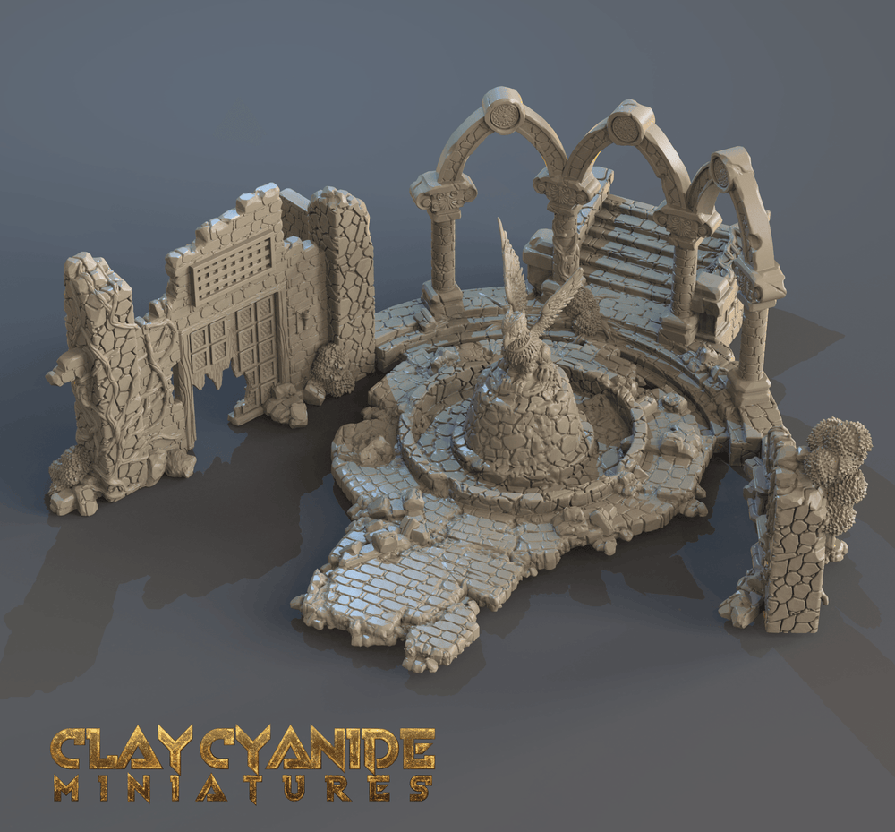 3D Printed Clay Cyanide Ruins Set 28mm-32mm Ragnarok D&D (Online Only)