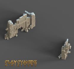 3D Printed Clay Cyanide Ruins Set 28mm-32mm Ragnarok D&D (Online Only)