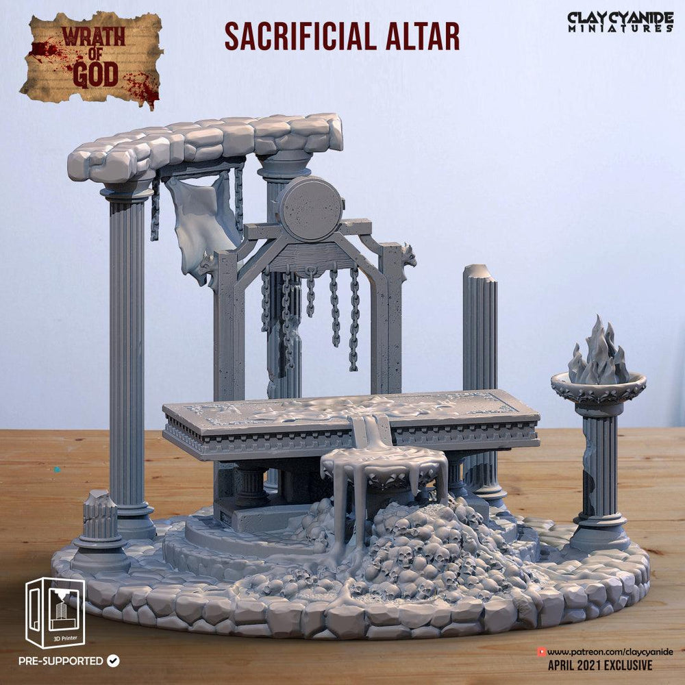 3D Printed Clay Cyanide Sacrificial Altar Wrath of Gods Ragnarok D&D (Online Only)