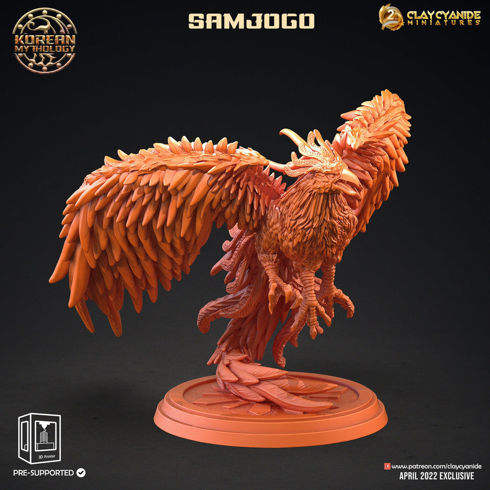 3D Printed Clay Cyanide Samjogo Three-Legged Crow Korean Mythology Ragnarok D&D (Online Only)