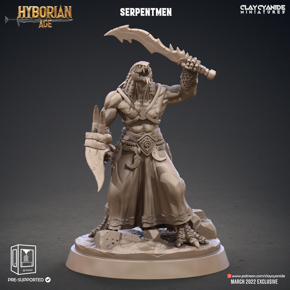 3D Printed Clay Cyanide Serpentmen Set Hyborian Age 28mm-32mm Ragnarok D&D (Online Only)