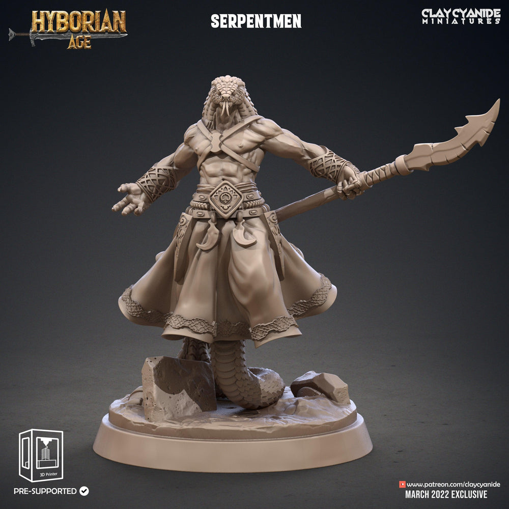 3D Printed Clay Cyanide Serpentmen Set Hyborian Age 28mm-32mm Ragnarok D&D (Online Only)