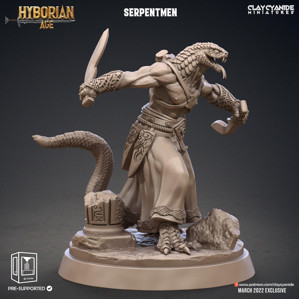 3D Printed Clay Cyanide Serpentmen Set Hyborian Age 28mm-32mm Ragnarok D&D (Online Only)