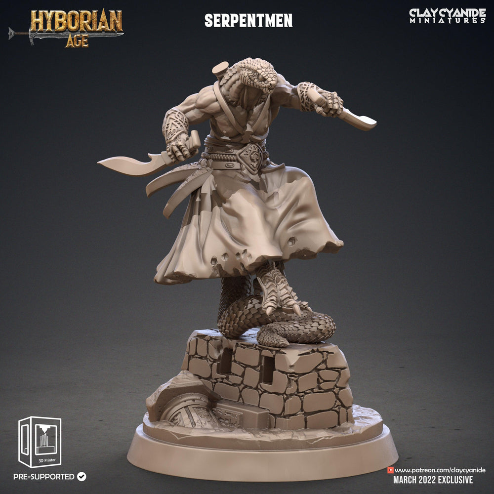 3D Printed Clay Cyanide Serpentmen Set Hyborian Age 28mm-32mm Ragnarok D&D (Online Only)