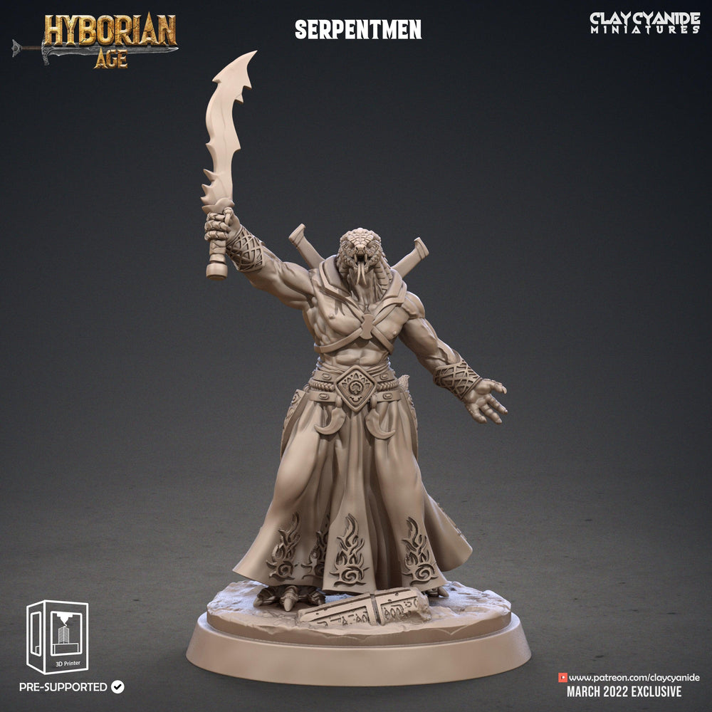 3D Printed Clay Cyanide Serpentmen Set Hyborian Age 28mm-32mm Ragnarok D&D (Online Only)