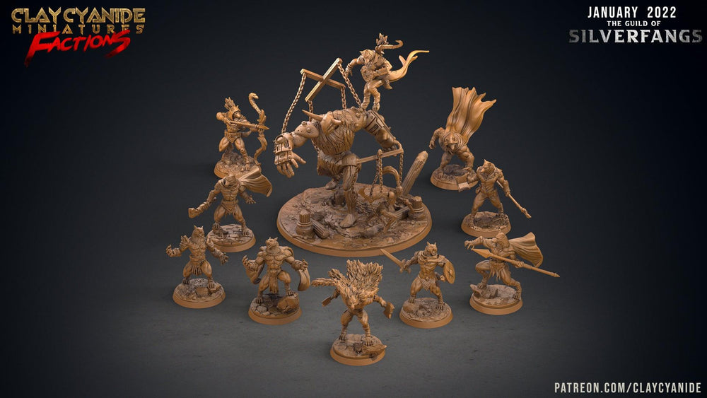 3D Printed Clay Cyanide Silverfangs Guild Werewolf Fox Tribes Factions Ragnarok D&D (Online Only)