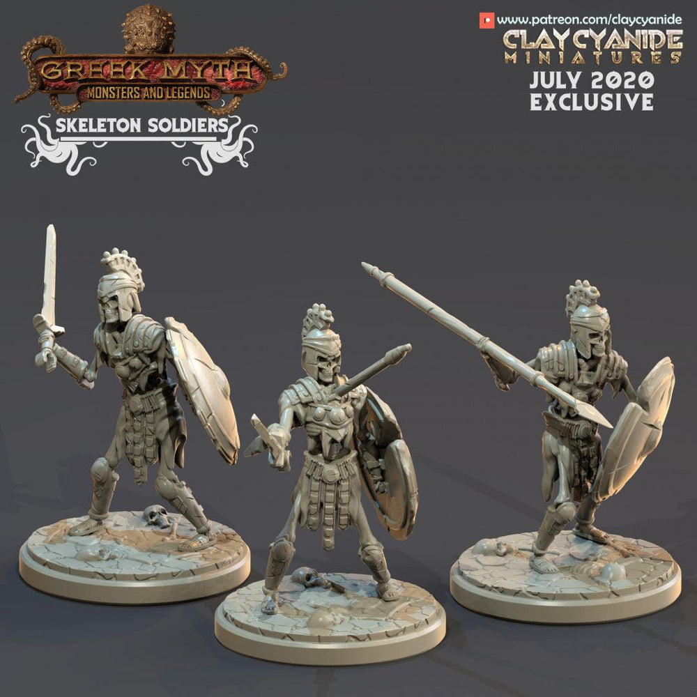 3D Printed Clay Cyanide Skeleton Soldiers Greek Mythology Part 2 28 32 mm D&D (Online Only)
