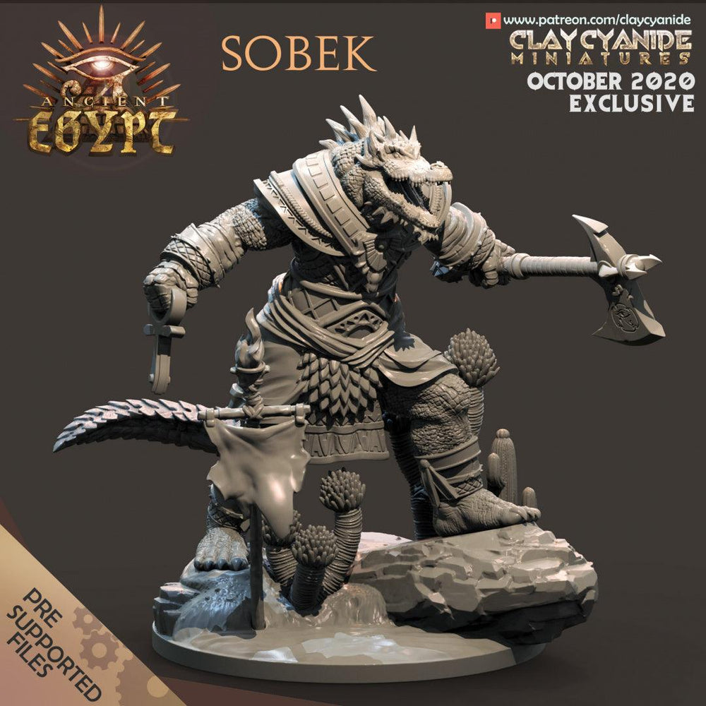 3D Printed Clay Cyanide Sobek Egyptian Mythology 28 32 mm D&D (Online Only)