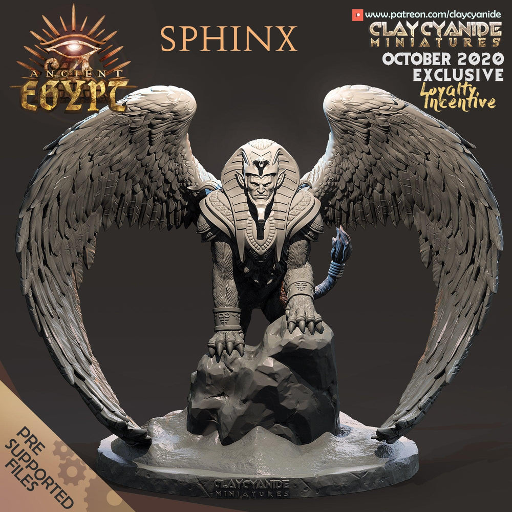 3D Printed Clay Cyanide Sphinx Ancient Egypt Ragnarok D&D (Online Only)