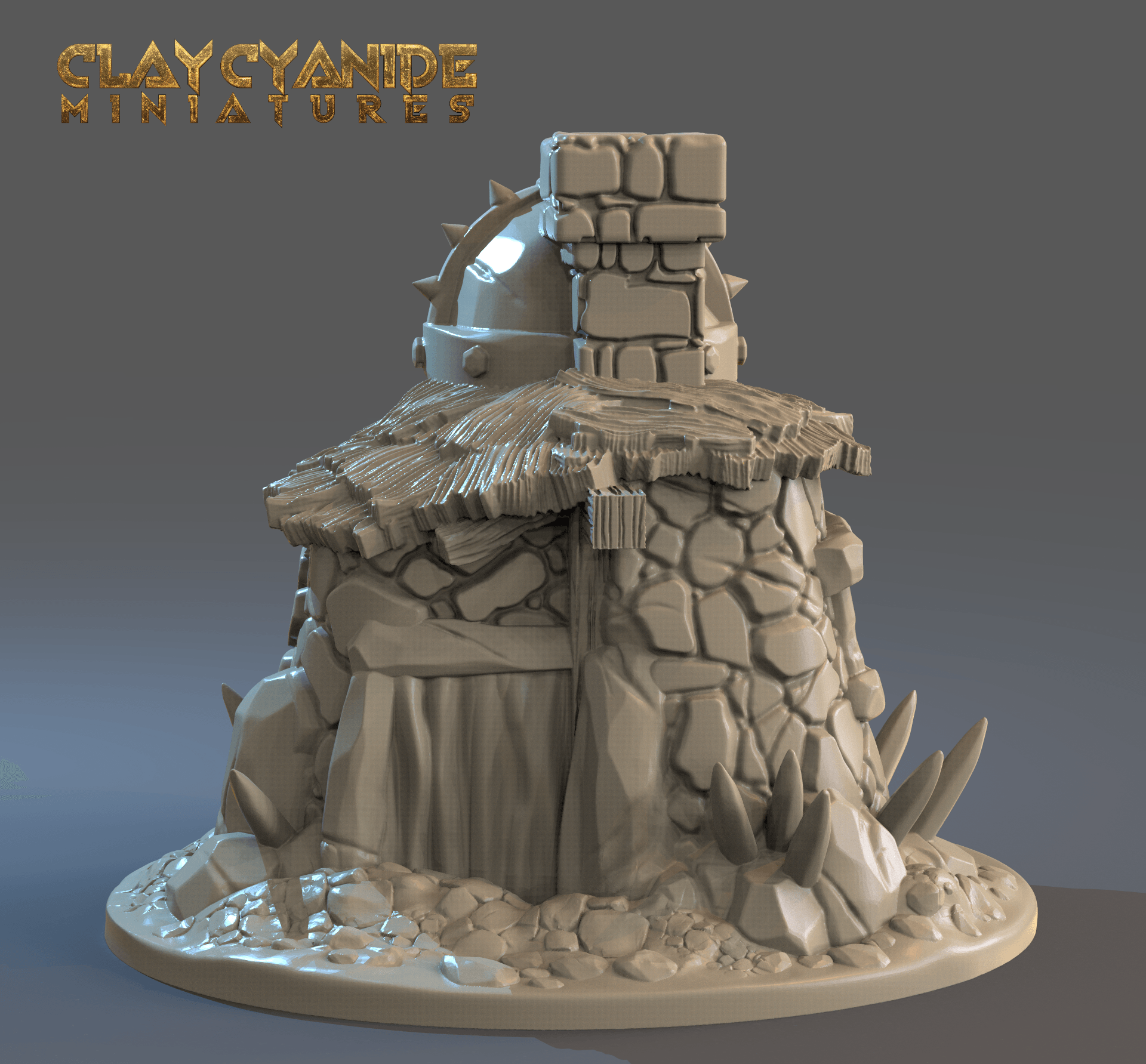 3D Printed Clay Cyanide Stone Hut 28mm-32mm Ragnarok D&D (Online Only)