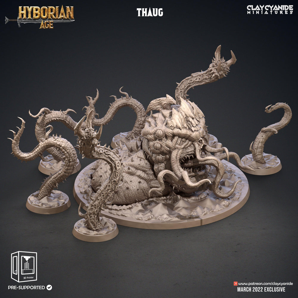 3D Printed Clay Cyanide Thaug Tentacle Monster Hyborean Age 28mm -32mm Ragnarok D&D (Online Only)