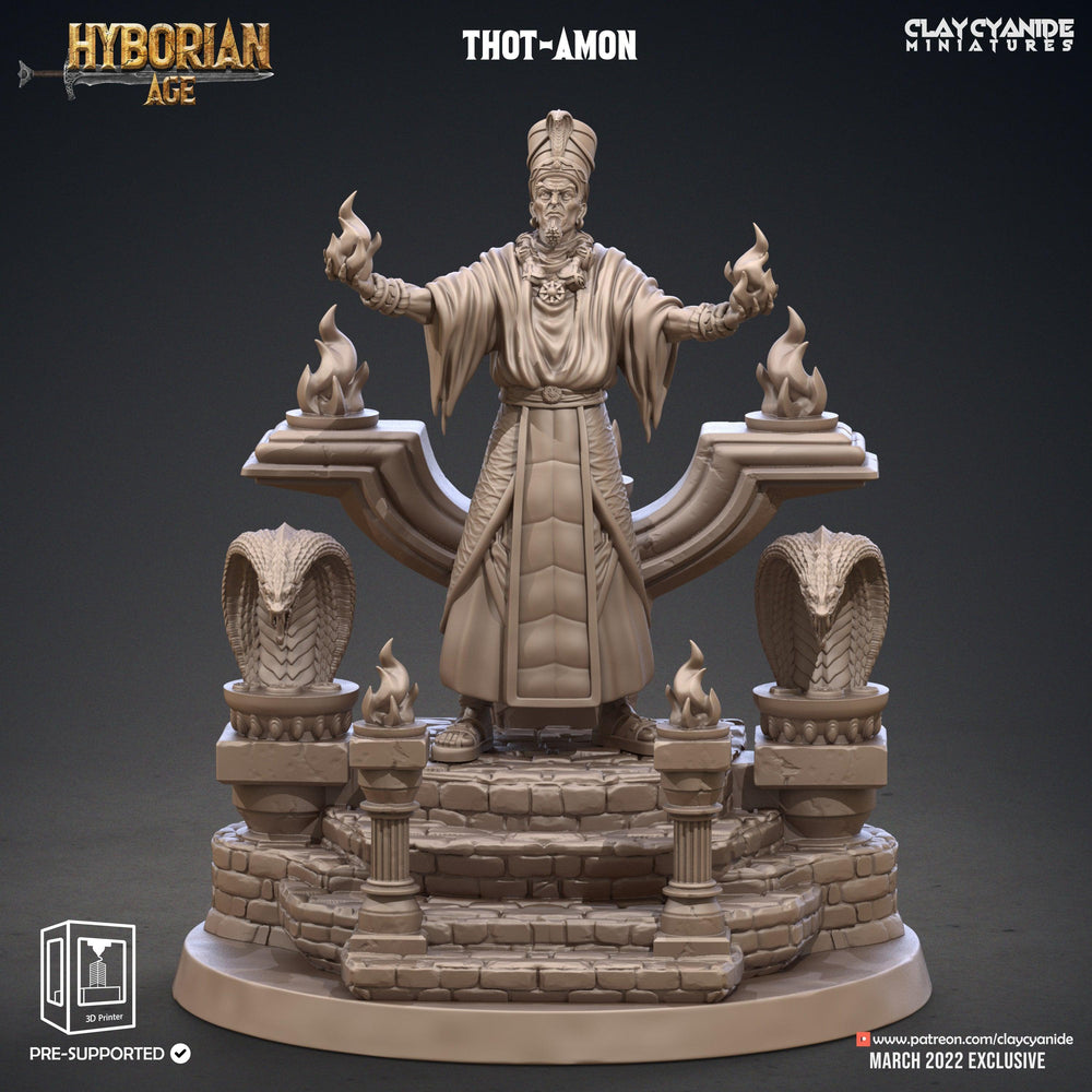 3D Printed Clay Cyanide Thot-Amon and Throne Hyborean Age Ragnarok D&D (Online Only)
