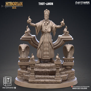 3D Printed Clay Cyanide Thot-Amon and Throne Hyborean Age Ragnarok D&D (Online Only)