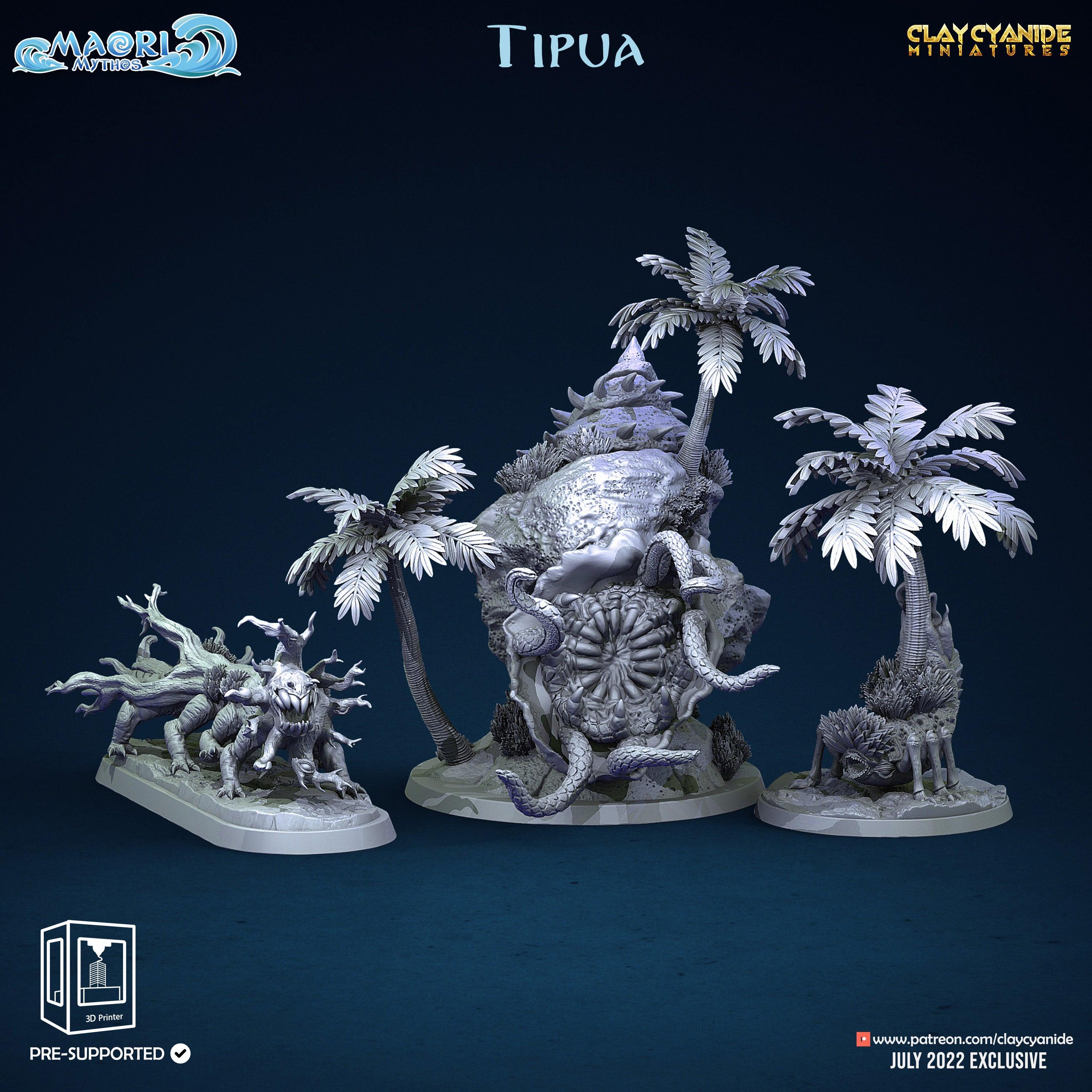 3D Printed Clay Cyanide Tipua Tree and Shell Set Maori Mythos 28mm-32mm Ragnarok D&D (Online Only)