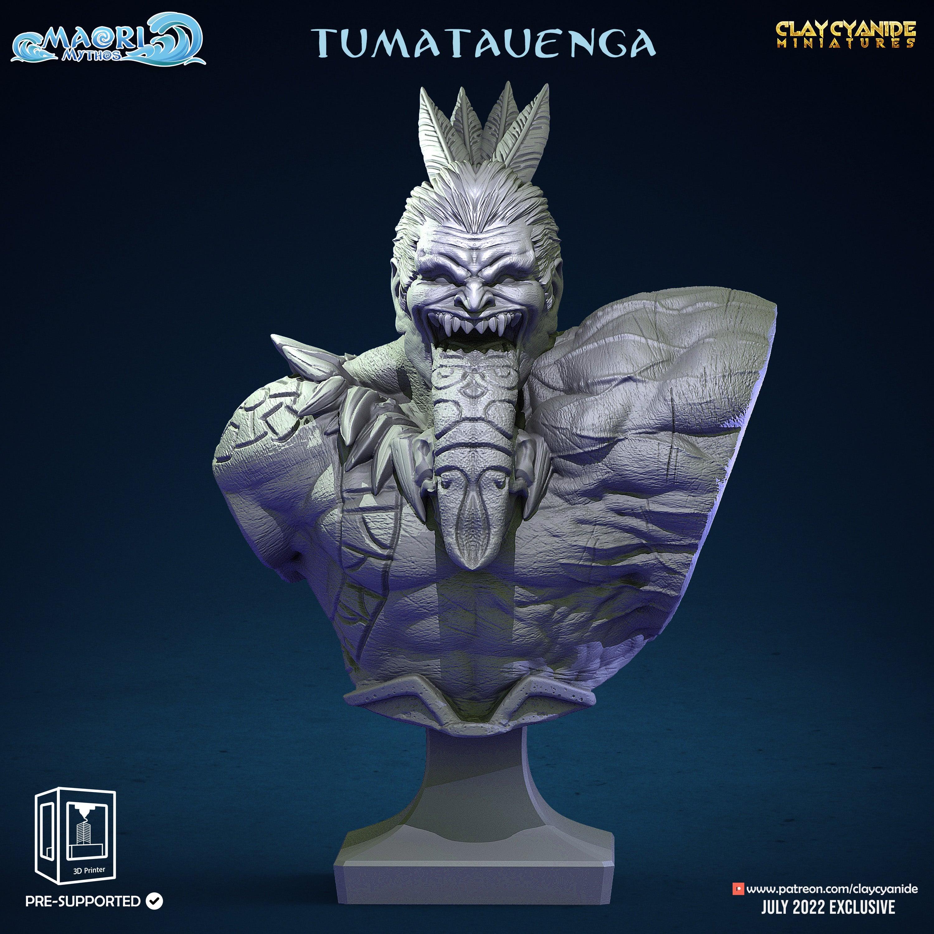 3D Printed Clay Cyanide Tumatauenga Bust Maori Mythos  Ragnarok D&D (Online Only)