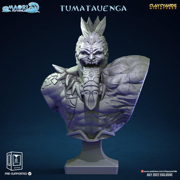 3D Printed Clay Cyanide Tumatauenga Bust Maori Mythos  Ragnarok D&D (Online Only)