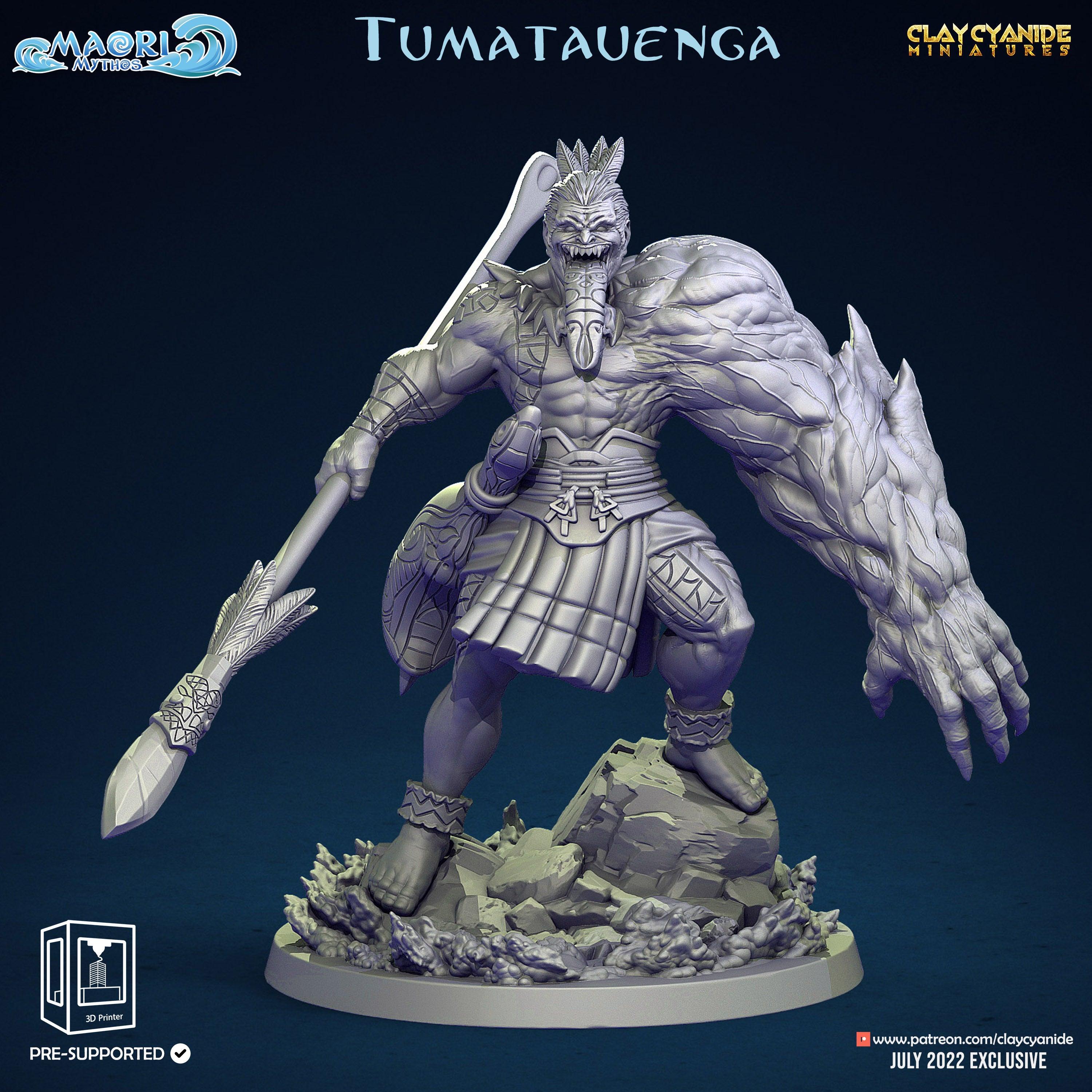 3D Printed Clay Cyanide Tumatauenga Maori Mythos 28mm-32mm Ragnarok D&D (Online Only)