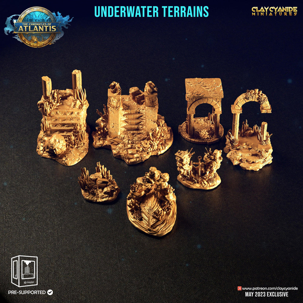3D Printed Clay Cyanide Underwater Terrains The Chronicles of Atlantis 28 32 mm D&D (Online Only)