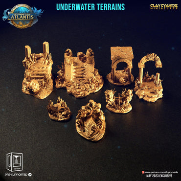 3D Printed Clay Cyanide Underwater Terrains The Chronicles of Atlantis 28 32 mm D&D (Online Only)