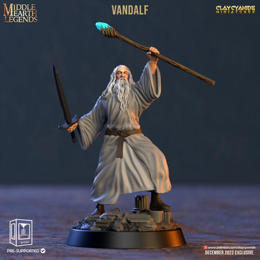 3D Printed Clay Cyanide Vandalf Middle Earth Legends 28 32 mm D&D (Online Only)