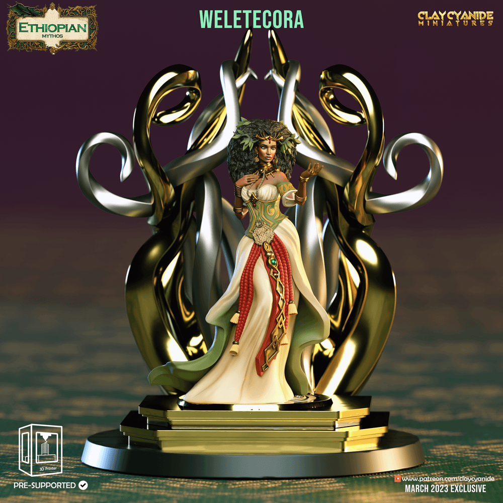 3D Printed Clay Cyanide Weletecora Ethiopian Mythos 28 32 mm D&D (Online Only)