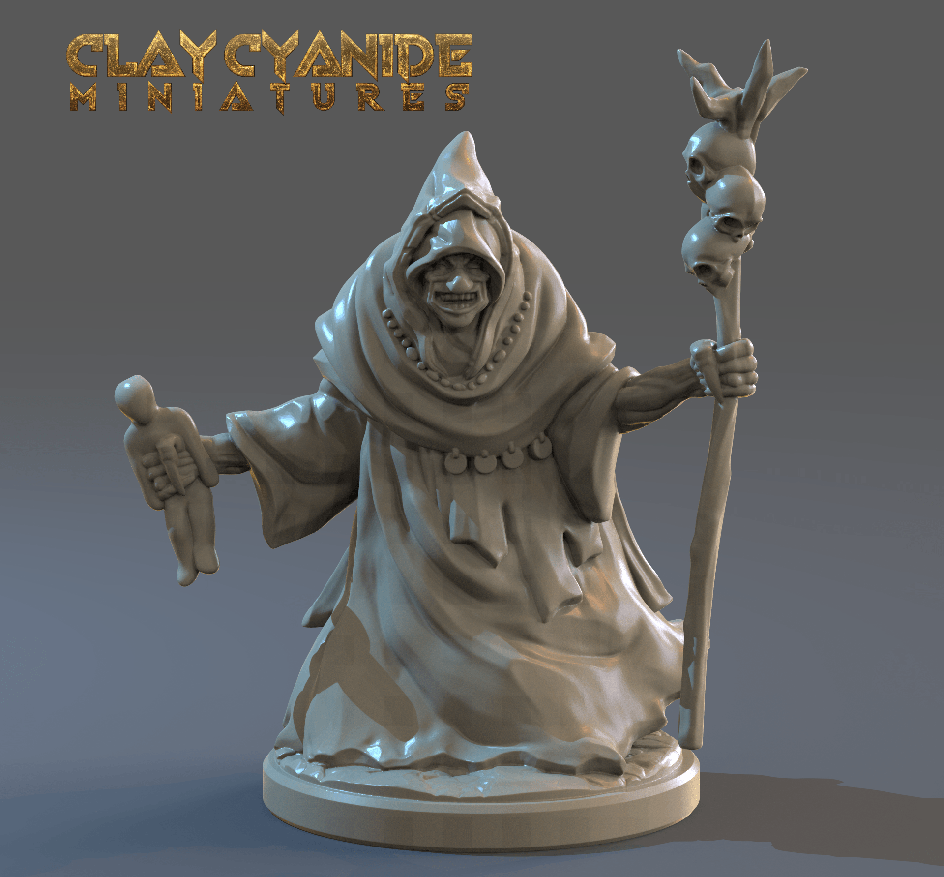 3D Printed Clay Cyanide Witch Crone 28mm-32mm Ragnarok D&D (Online Only)