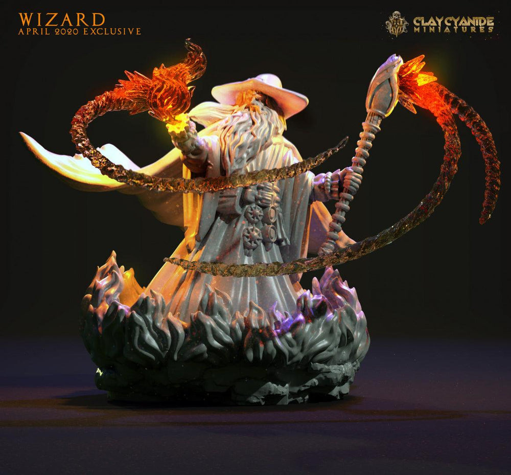 3D Printed Clay Cyanide Wizard Ragnarok D&D (Online Only)