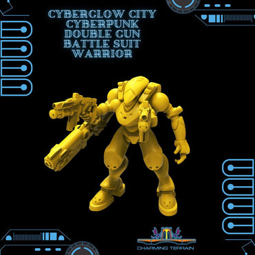 3D Printed Cyberglow City Cyberpunk Battle Suit Warrior Miniature  - 28mm 32mm (Online Only)
