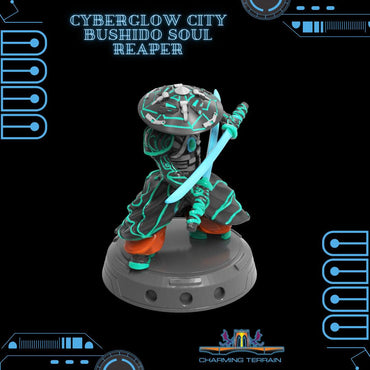 3D Printed Cyberglow City Cyberpunk Bushido Soul Reaper Miniature  - 28mm 32mm (Online Only)