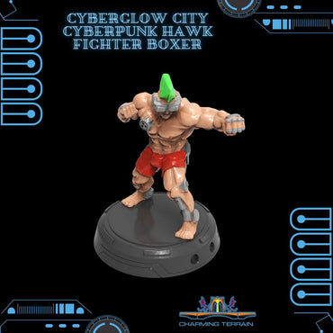 3D Printed Cyberglow City Cyberpunk Hawk Fighter Boxer Miniature  - 28mm 32mm (Online Only)