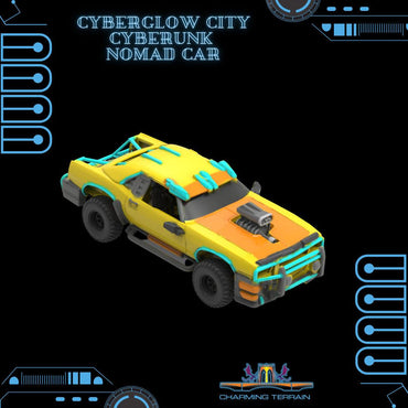 3D Printed Cyberglow City Cyberpunk Nomad Car Miniature  - 28mm 32mm (Online Only)