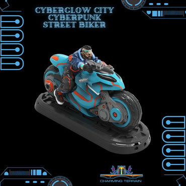 3D Printed Cyberglow City Cyberpunk Street Biker Miniature  - 28mm 32mm (Online Only)