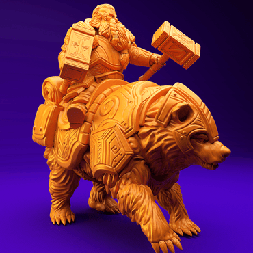 3D Printed Dwarf’s Army Nafarrate - Dwarf Bear Rider Set 28mm 32mm Ragnarok D&D (Online Only)