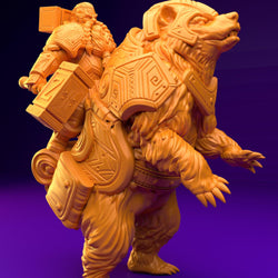 3D Printed Dwarf’s Army Nafarrate - Dwarf Bear Rider Set 28mm 32mm Ragnarok D&D (Online Only)