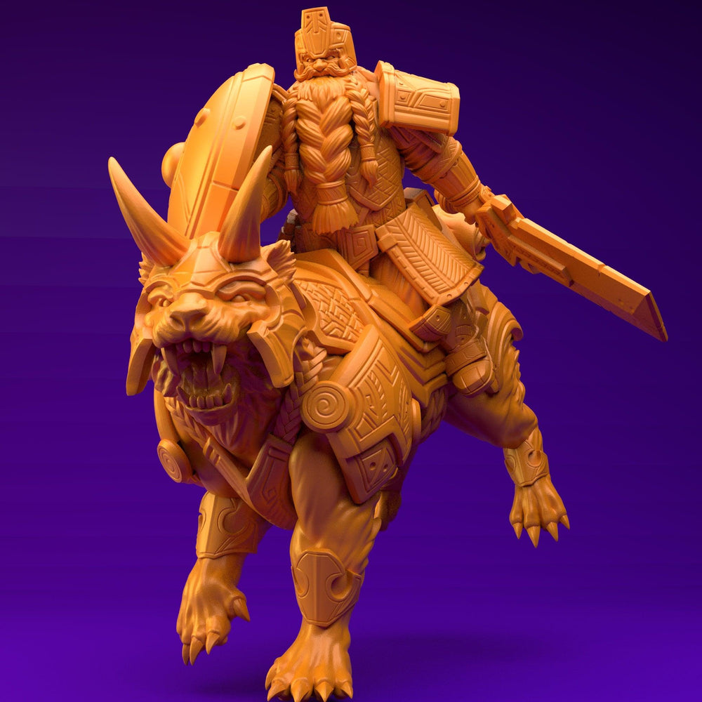 3D Printed Dwarf’s Army Nafarrate - Dwarf Tiger Rider Set 28mm 32mm Ragnarok D&D (Online Only)