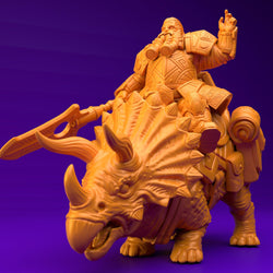 3D Printed Dwarf’s Army Nafarrate - Dwarf Triceratops Rider Set 28mm 32mm Ragnarok D&D (Online Only)