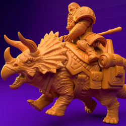 3D Printed Dwarf’s Army Nafarrate - Dwarf Triceratops Rider Set 28mm 32mm Ragnarok D&D (Online Only)