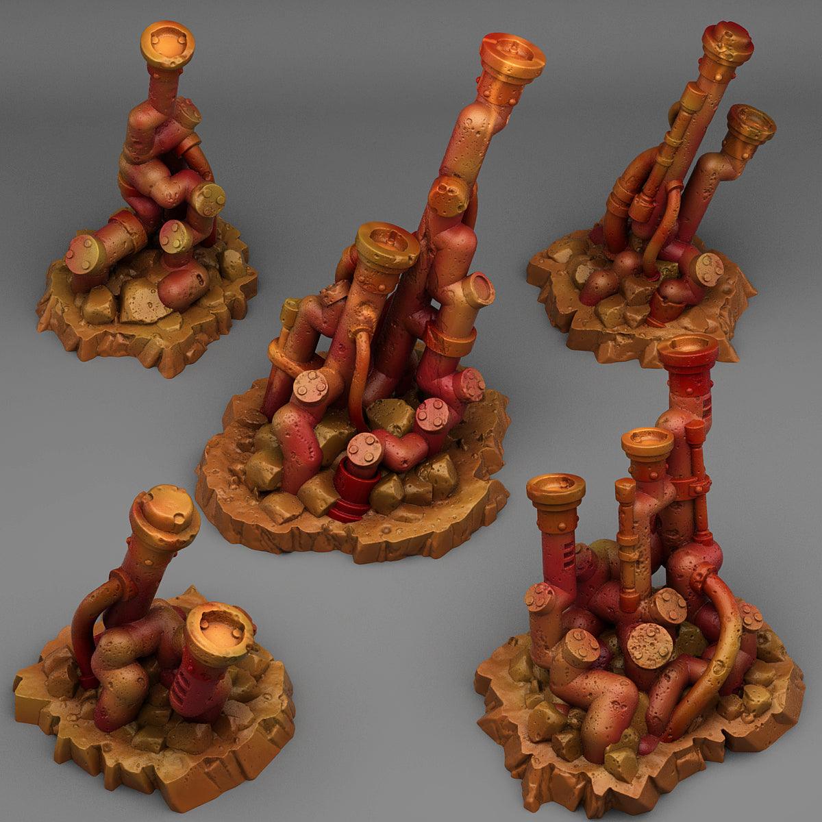 3D Printed Fantastic Plants and Rocks Abandonned Acid Pipes 28mm - 32mm D&D Wargaming (Online Only)