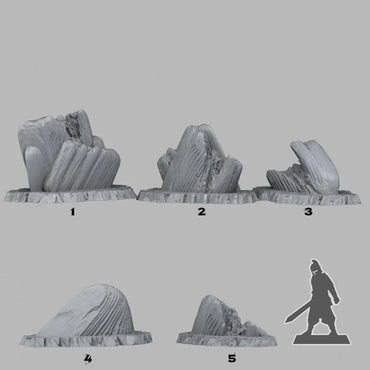 3D Printed Fantastic Plants and Rocks Acid Melted Stones 28mm - 32mm D&D Wargaming (Online Only)
