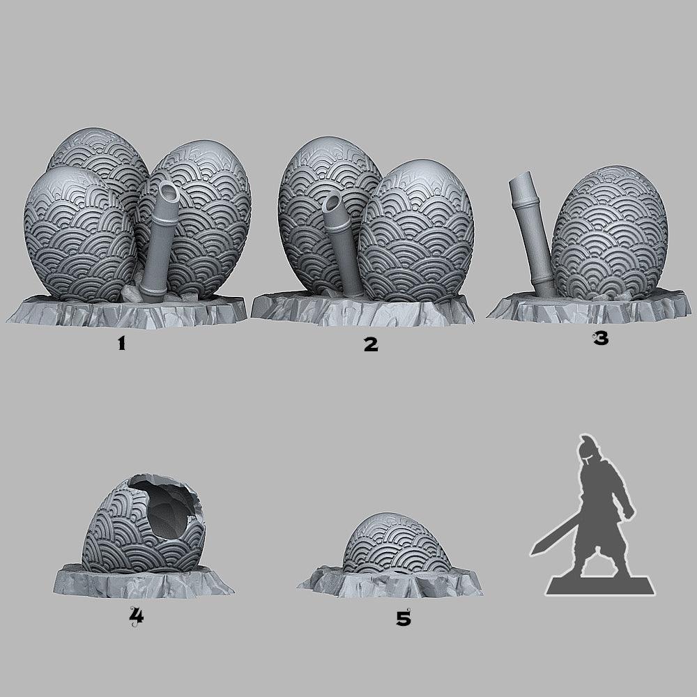 3D Printed Fantastic Plants and Rocks Asian Dragon Eggs 28mm - 32mm D&D Wargaming (Online Only)