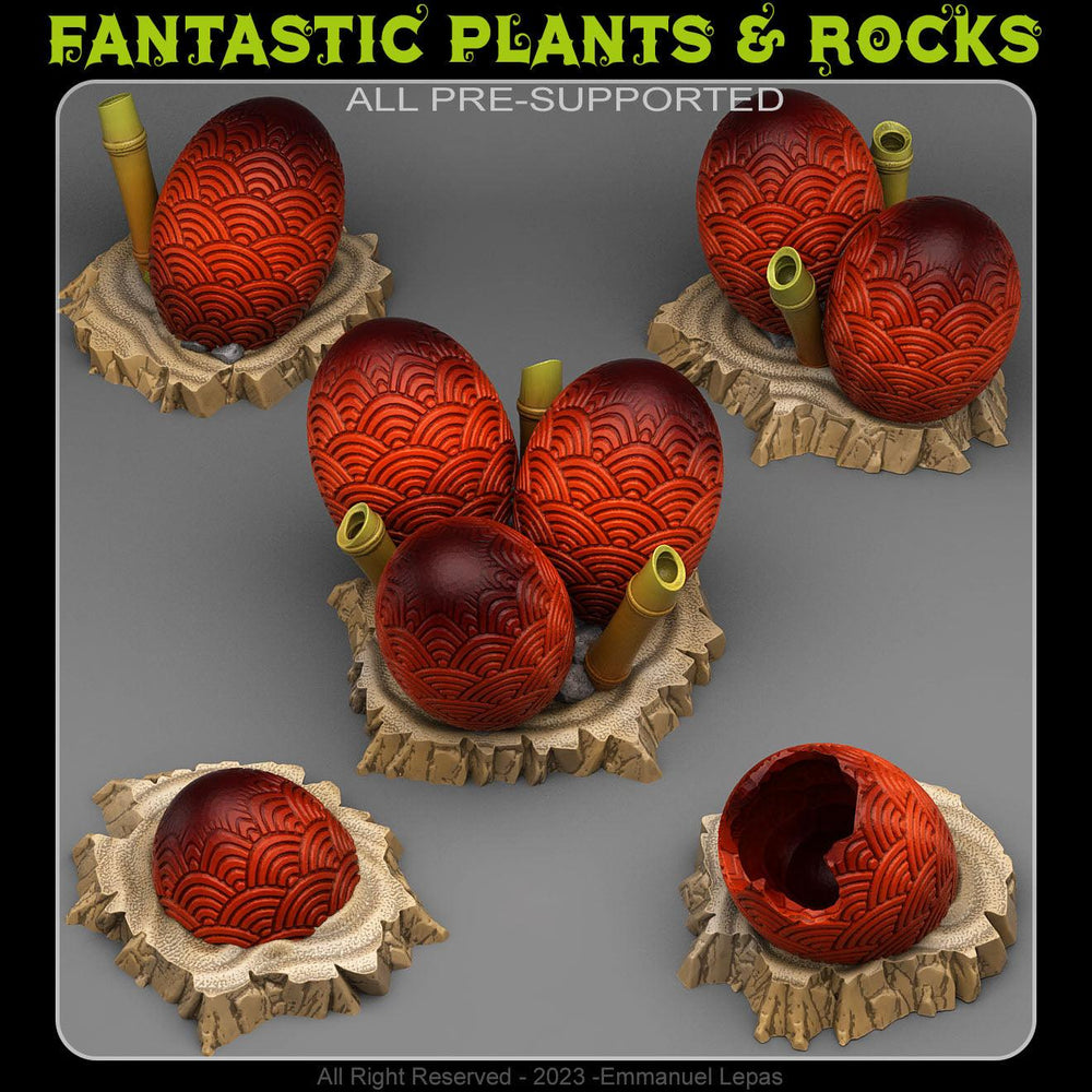 3D Printed Fantastic Plants and Rocks Asian Dragon Eggs 28mm - 32mm D&D Wargaming (Online Only)