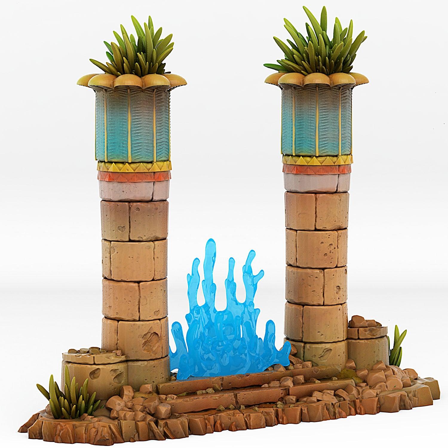 3D Printed Fantastic Plants and Rocks Babylone Portal With Its Magic Water Effect 28mm - 32mm D&D Wargaming (Online Only)