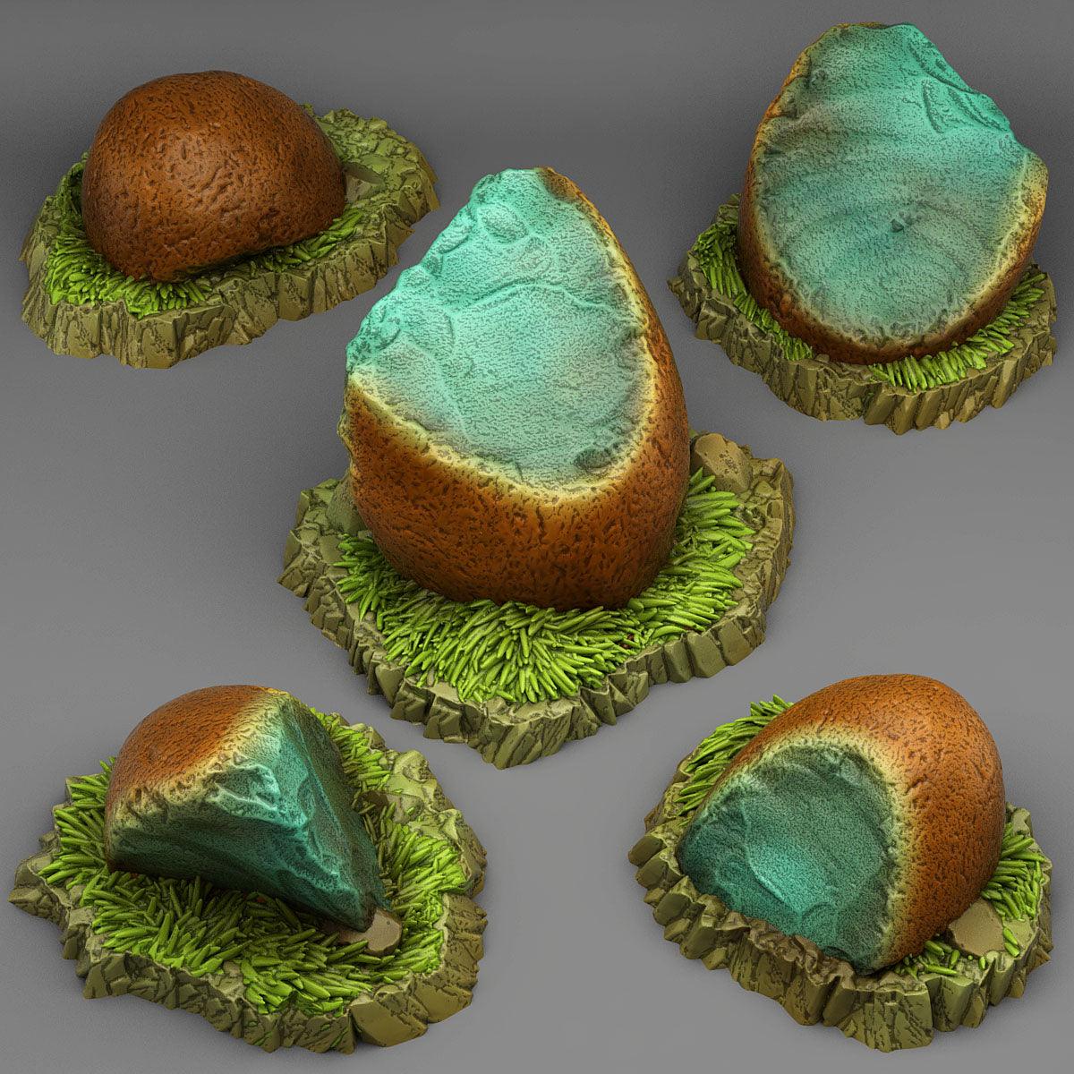 3D Printed Fantastic Plants and Rocks Blue Magic Flints 28mm - 32mm D&D Wargaming (Online Only)