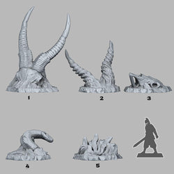 3D Printed Fantastic Plants and Rocks Buried Ram Skeletons 28mm - 32mm D&D Wargaming (Online Only)
